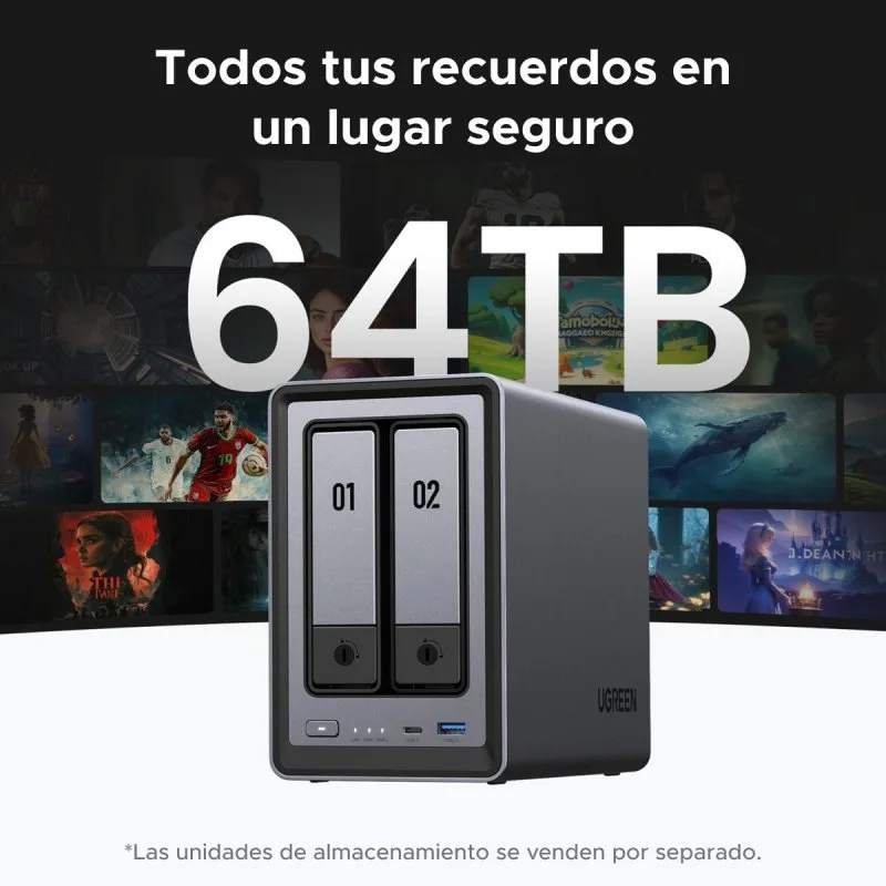NAS UGREEN DXP2800 54TB 2 baies - vue 3