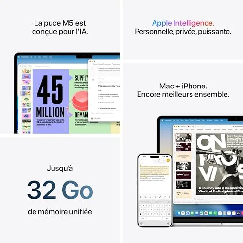 Apple MacBook Air 15" M5 16Go 1To Minuit - vue 5