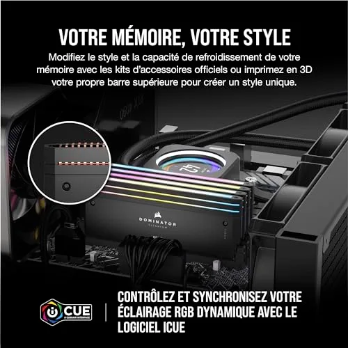 Corsair Dominator Titanium 64 Go Kit 2x32Go DDR5 6400 MHz - vue 4