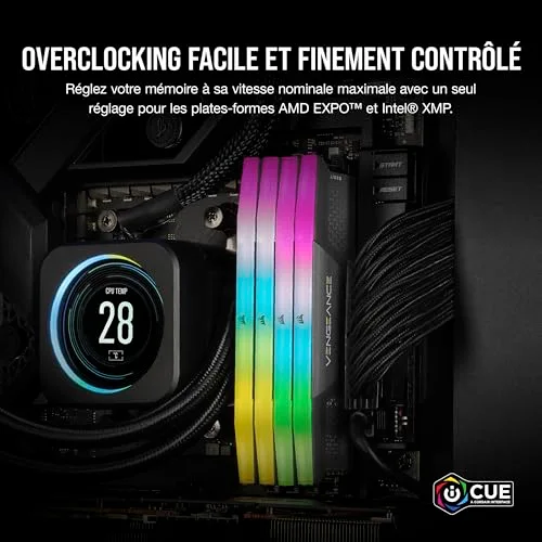Corsair Vengeance RGB 32 Go Kit 2x16Go DDR5 6000 MHz - vue 5