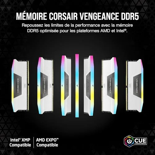 Corsair Vengeance RGB 32 Go Kit 2x16Go DDR5 6000 MHz - vue 2