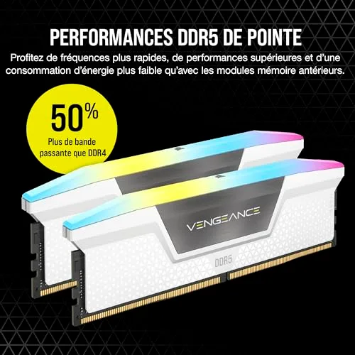 Corsair Vengeance RGB 32 Go Kit 2x16Go DDR5 6000 MHz - vue 3