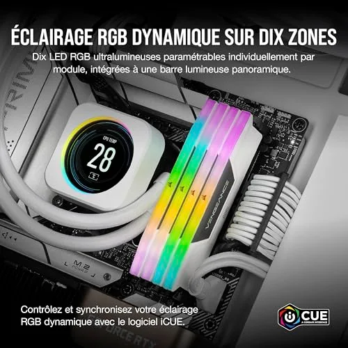 Corsair Vengeance RGB 32 Go Kit 2x16Go DDR5 6000 MHz - vue 4