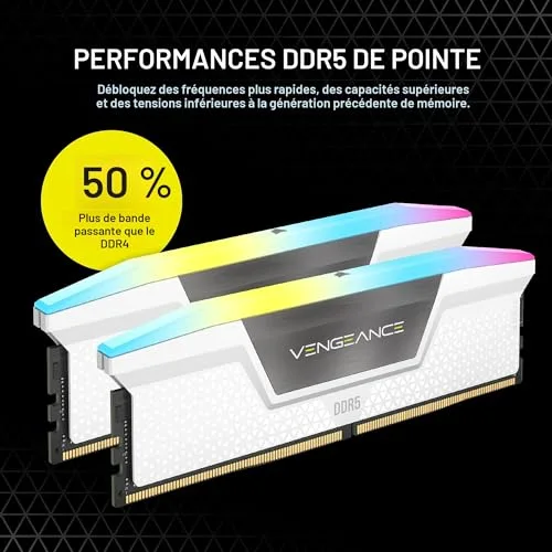 Corsair Vengeance RGB 32 Go Kit 2x16Go DDR5 6200 MHz - vue 3