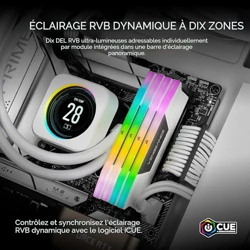 Corsair Vengeance RGB 32 Go Kit 2x16Go DDR5 6200 MHz - vue 4