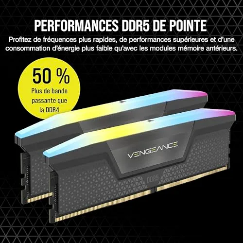 Corsair Vengeance RGB 32 Go Kit 2x16Go DDR5 6400 MHz - vue 3