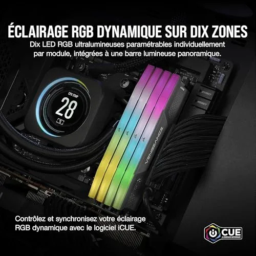 Corsair Vengeance RGB 32 Go Kit 2x16Go DDR5 6400 MHz - vue 4