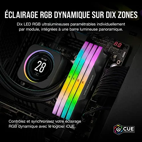 Corsair Vengeance RGB 48 Go Kit 2x24Go DDR5 6400 MHz - vue 4