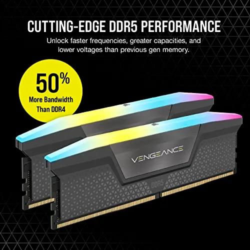 Corsair Vengeance RGB 64 Go Kit 2x32Go DDR5 5200 MHz - vue 3