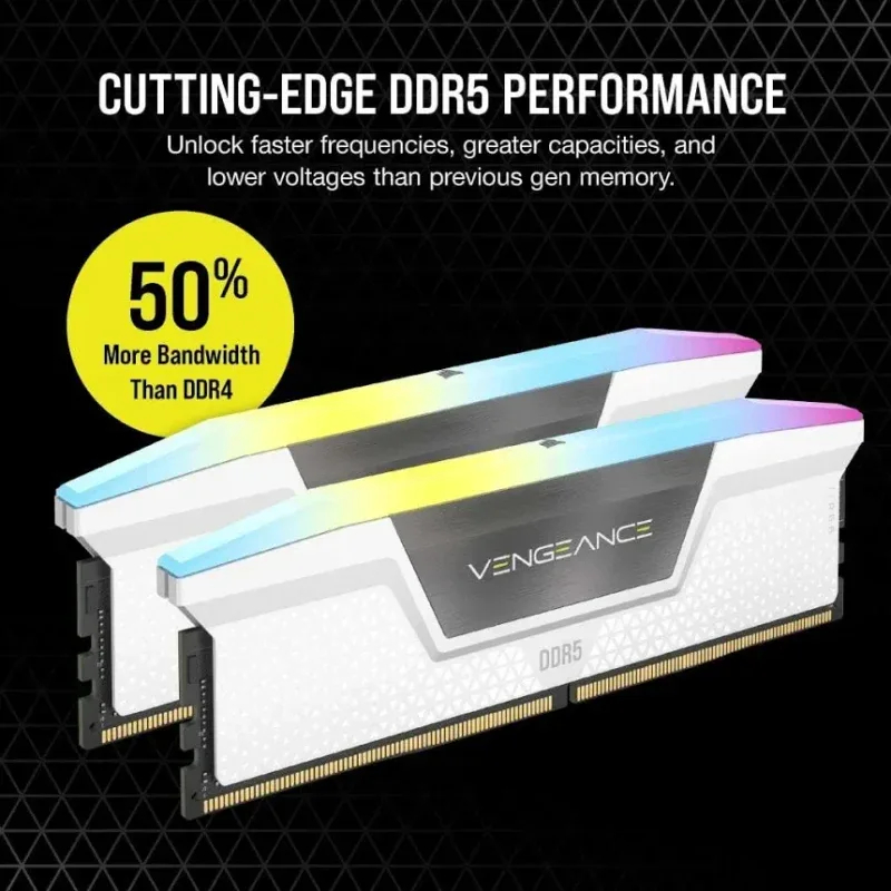 Corsair Vengeance RGB 64 Go Kit 2x32Go DDR5 5600 MHz - vue 5