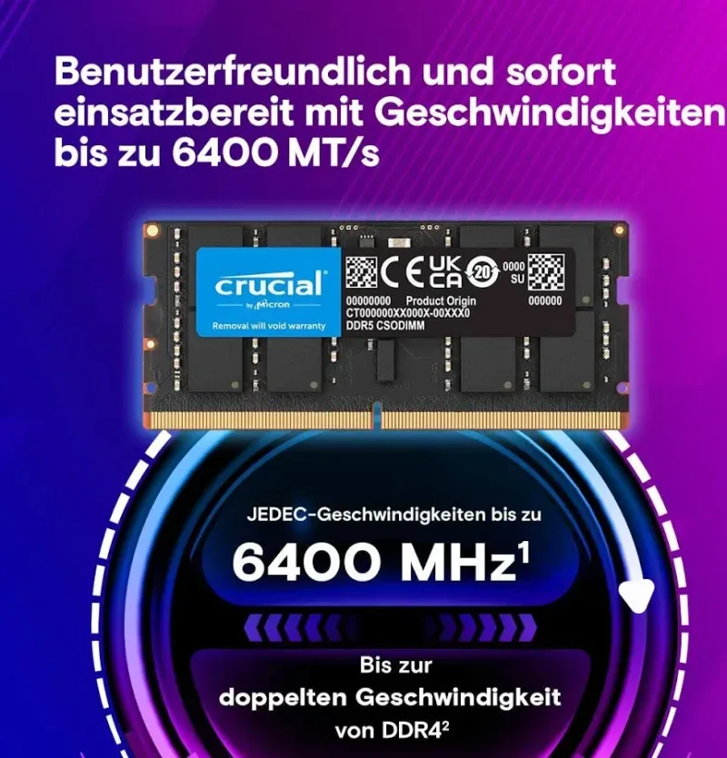 Crucial 32 Go DDR5 6400 MHz - vue 2