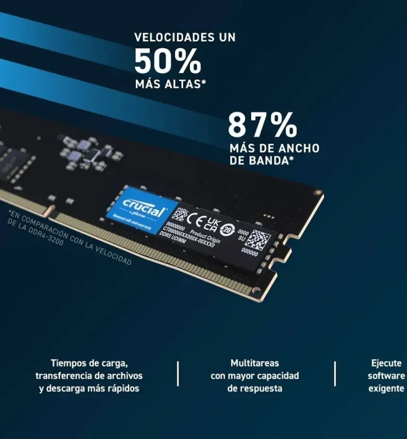 Crucial 32 Go Kit 2x16Go DDR5 4800 MHz - vue 4