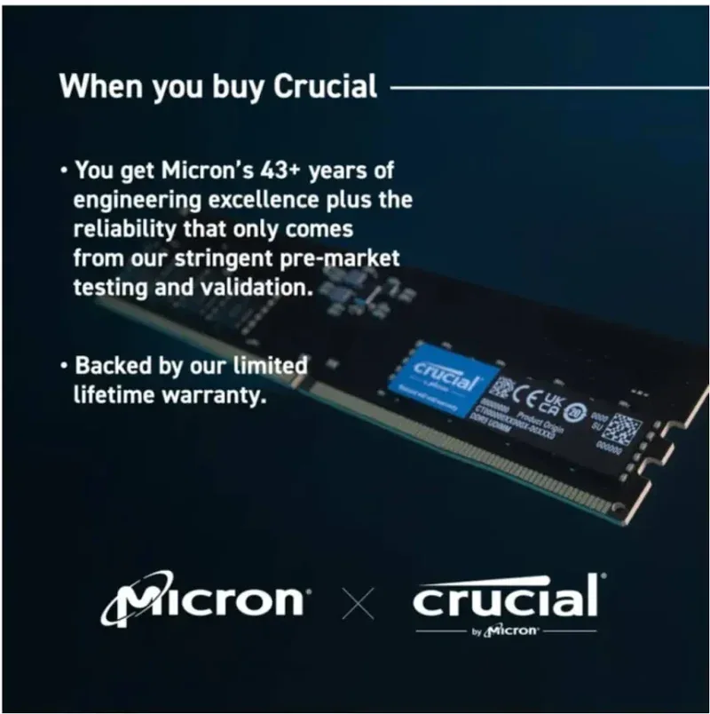 Crucial CT2K32G56C46U5 64 Go Kit 2x32Go DDR5 5600 MHz - vue 3