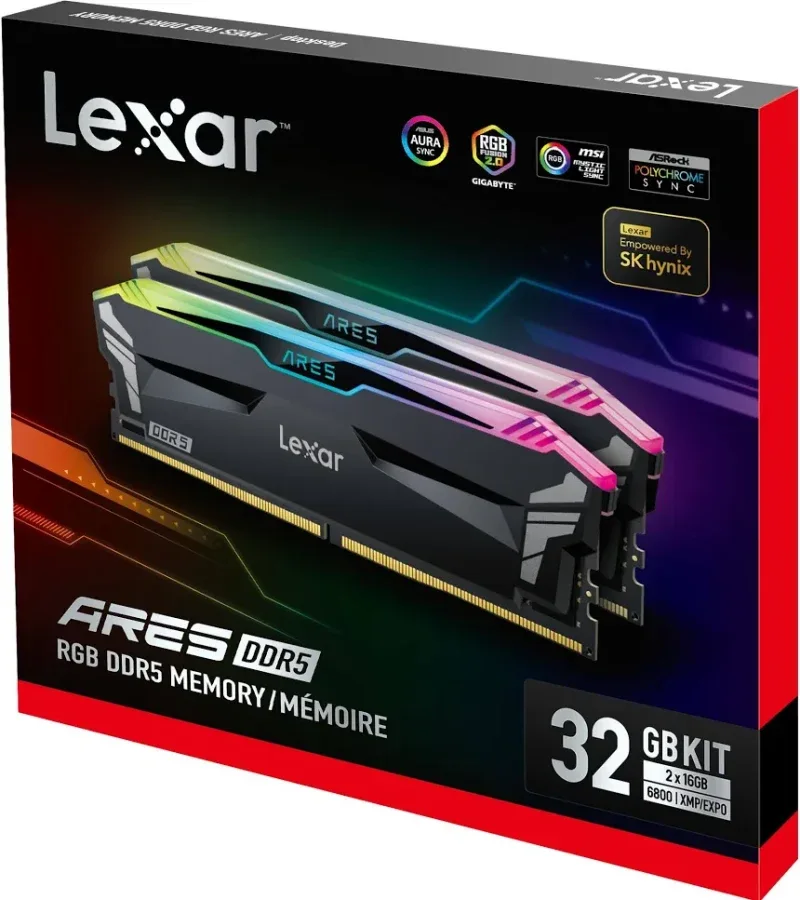 Lexar ARES RGB 32 Go Kit 2x16Go DDR5 6800 MHz - vue 3