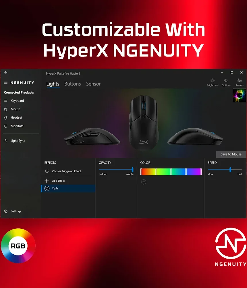 HyperX Pulsefire Haste 2 Noir - vue 4