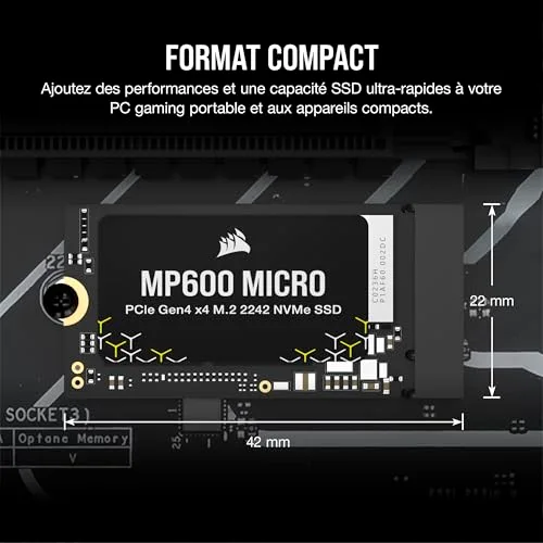 Corsair MP600 MICRO 1TB M.2 2242 - vue 2