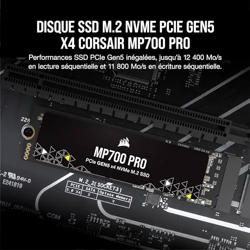 Corsair MP700 Pro 1 To SSD NVMe PCIe Gen5 - vue 2