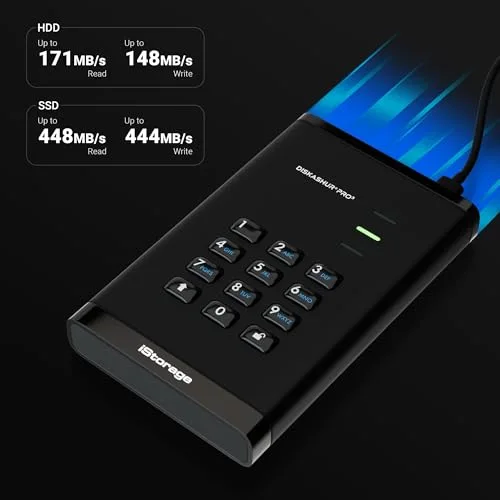 iStorage diskAshur PRO³ SSD 4 To - vue 3