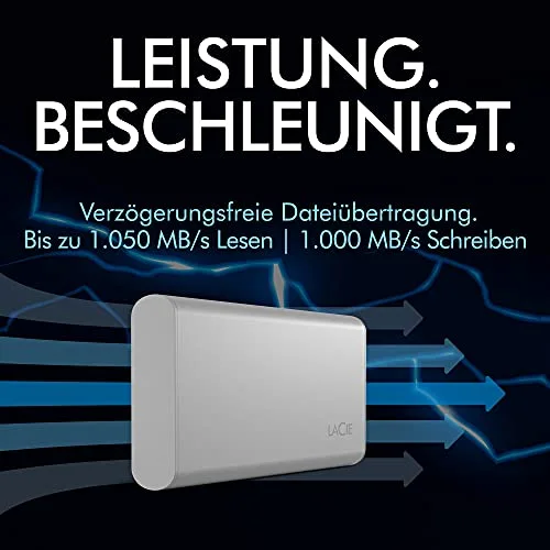 LaCie SSD portable 500 Go USB-C Argent - vue 2