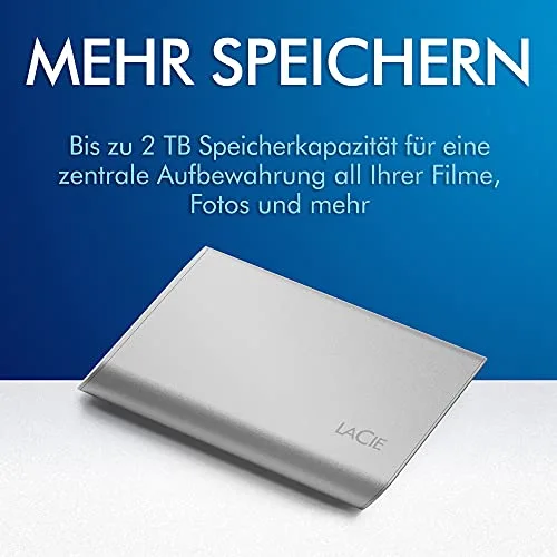 LaCie SSD portable 500 Go USB-C Argent - vue 3