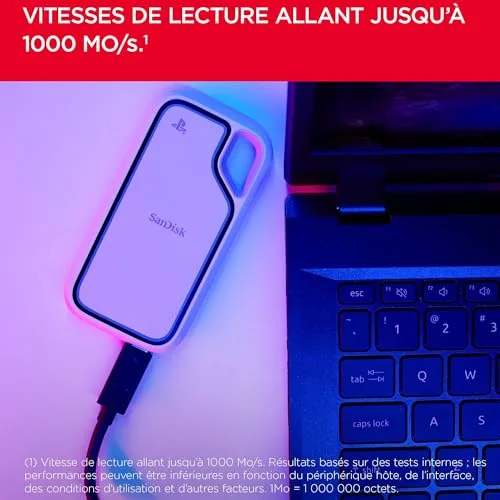 SanDisk Extreme Portable SSD 1 To - vue 3
