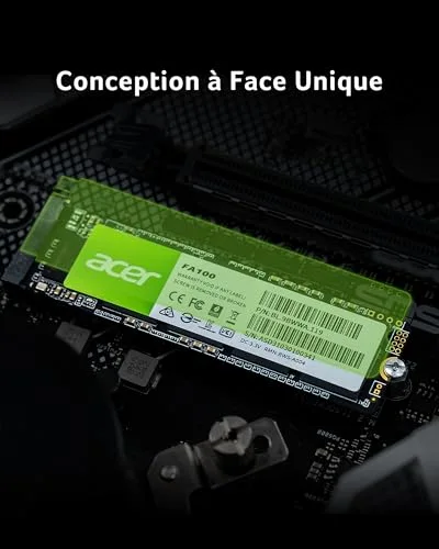 SSD Acer FA100 512 Go M.2 PCIe Gen3 NVMe - vue 4