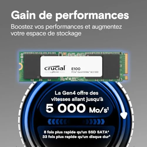 SSD Crucial E100 1 To PCIe 4.0 - vue 2