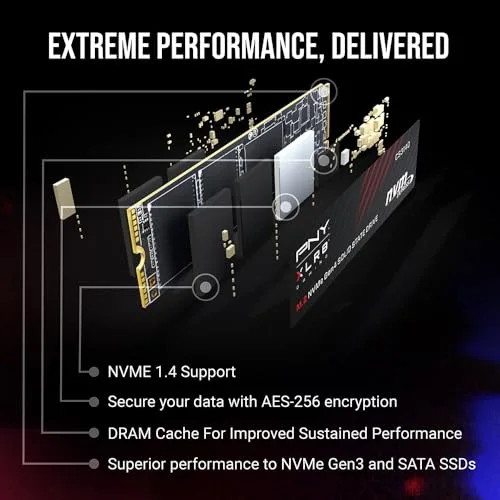 SSD PNY XLR8 CS3140 4To M.2 NVMe 7500Mo/s - vue 4