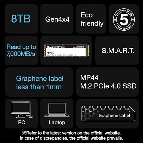 Team Group MP44L 1 To SSD M.2 PCIe 4.0 - vue 5