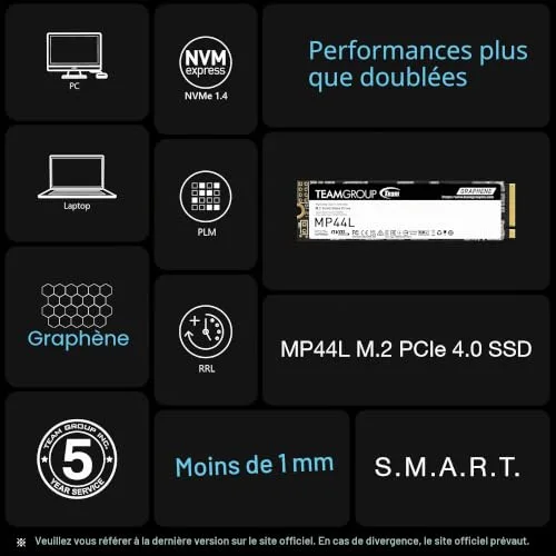 Team Group MP44L SSD 1 To - vue 3