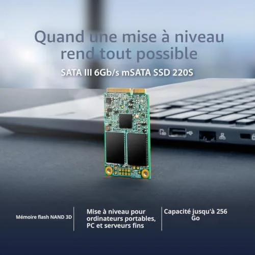Transcend 220S 128GB mSATA SSD - vue 3