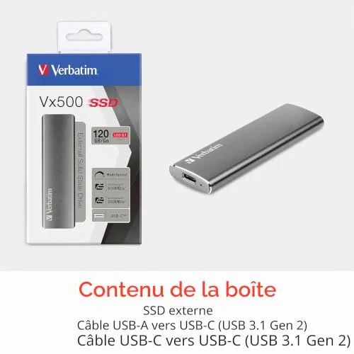 Verbatim Disque SSD externe Vx500 480 Go - vue 6