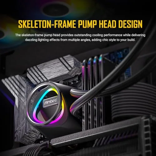 Refroidisseur liquide pour processeur - Antec - 240 mm - 2 ventilateurs PWM ARGB - Base en cuivre - vue 2