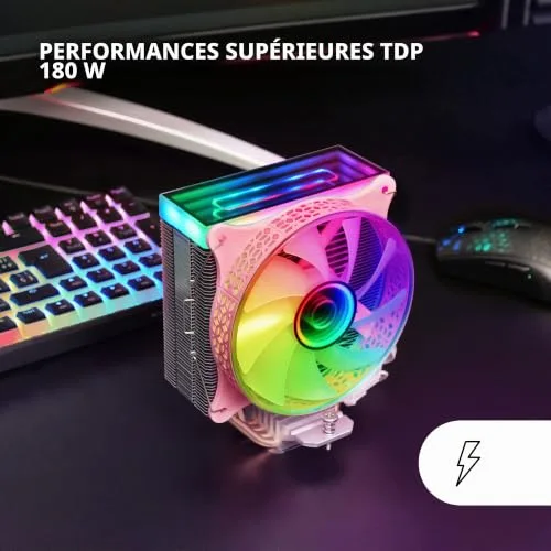 Ventirad processeur - Mars Gaming - MCPU-VR RGB - Rose - 12 cm - Compatible Socket AM4 - vue 3