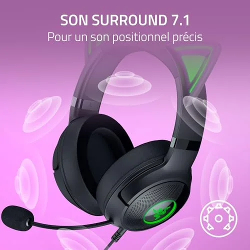 Casque de jeu - Razer - Kraken Kitty V2 - Noir - USB-A - Over-Ear - vue 7