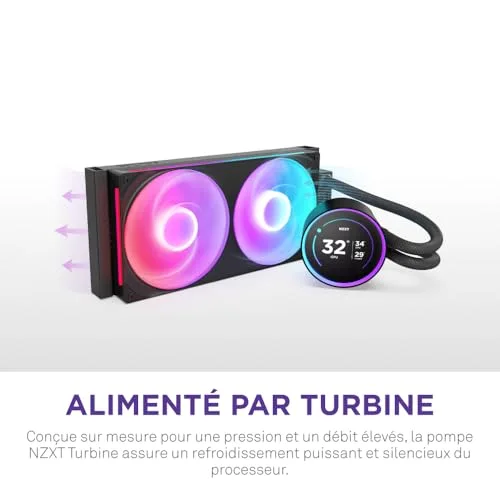 NZXT Kraken Elite 280 RGB - Refroidisseur de liquide CPU AIO - Radiateur 280mm - Ventilateur F280 RGB - IPS LCD 272 - vue 2