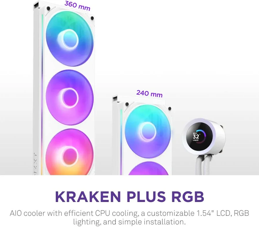 NZXT Kraken Plus RGB 240mm Blanc - vue 3