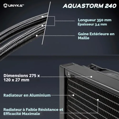Refroidissement Liquide CPU - UNYKACH - AquaStorm - 240 mm - Pompe Silencieuse - Affichage Température - vue 6