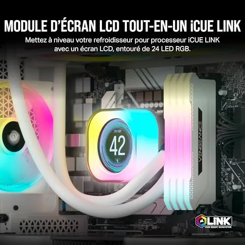 Water Cooling - CORSAIR - iCUE LINK - Écran LCD IPS 21 - 24 LED RGB - Installation facile - vue 2
