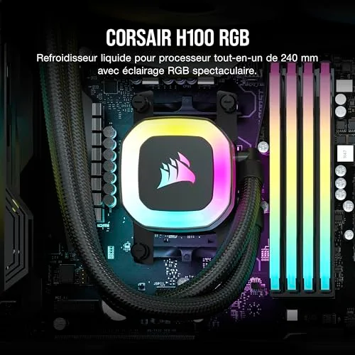 Watercooling - CORSAIR - H100 RGB AIO - Radiateur 240mm - Refroidissement Liquide pour processeur - vue 2