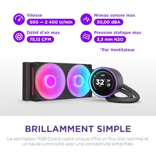 Watercooling - NZXT - RL-KR24E-B2 - Kraken Elite 240 RGB - Écran 2.72 panneau RGB personnalisable et ventilateurs RGB - vue 7